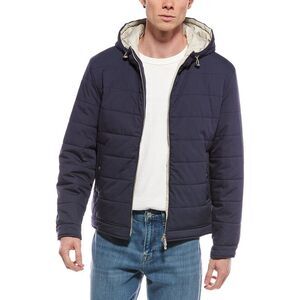 Eleventy Mens Hooded Silk-Blend Jacket, Blue